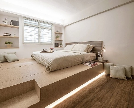  Thiết kế giật cấp và bố trí gác xép cho căn hộ nhỏ
Chỉ với 52m², mọi nội thất trong căn hộ được tối giản hóa cả về màu sắc và kiểu dáng. Nét độc đáo và ấn tượng được tạo nên